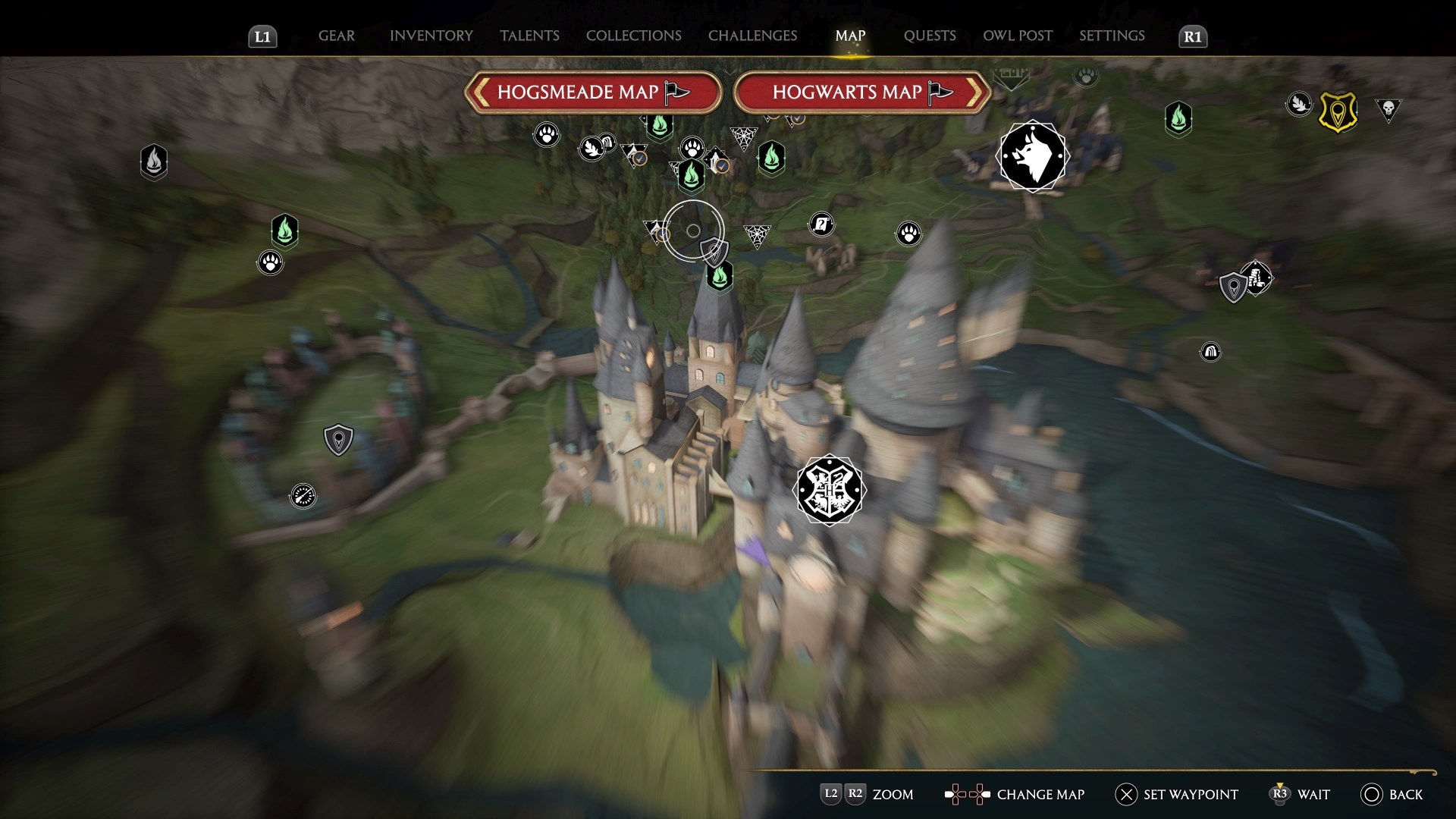 Hogwarts Legacy screenshot: realistic, third-person, no outlines, realistic lighting (ui / menu)