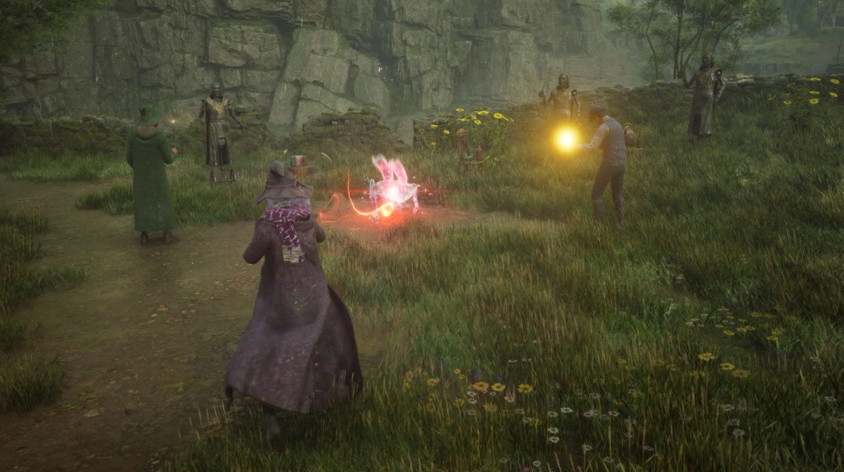 Hogwarts Legacy screenshot: realistic, third-person, no outlines, realistic lighting (environment, character, combat)