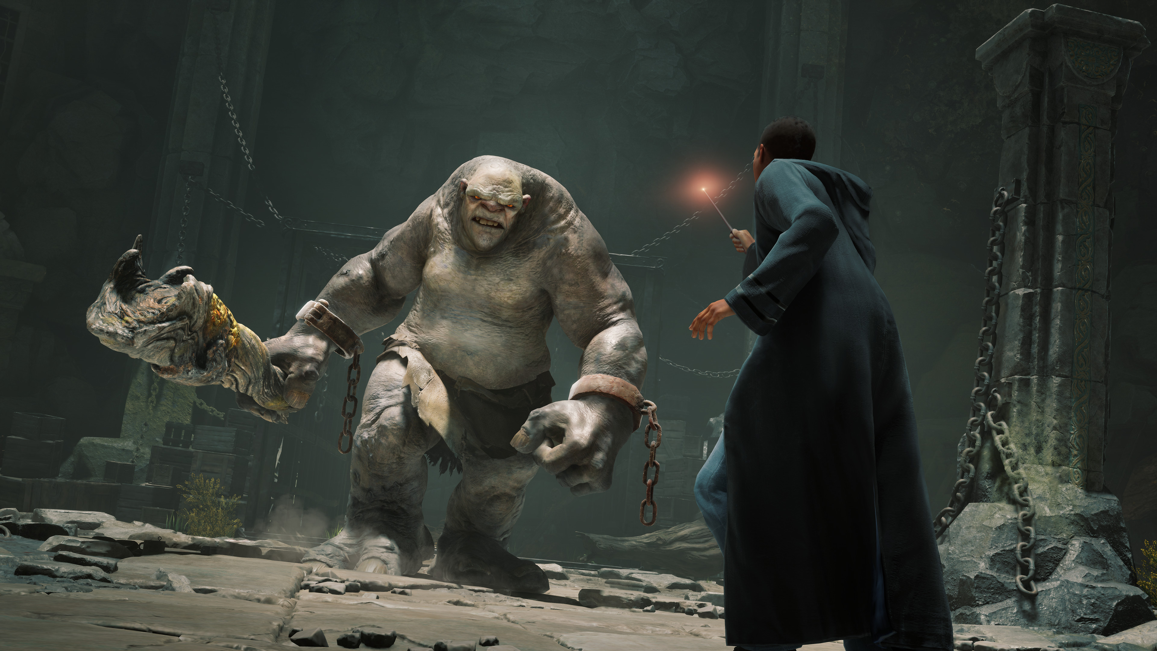 Hogwarts Legacy screenshot: realistic, third-person, no outlines, realistic lighting (environment, character, combat)