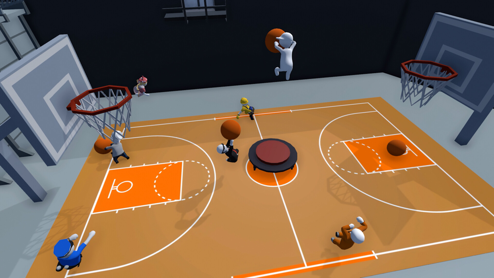 Human: Fall Flat screenshot: low-poly, stylized 3d, third-person, no outlines, soft gradient (environment, character)