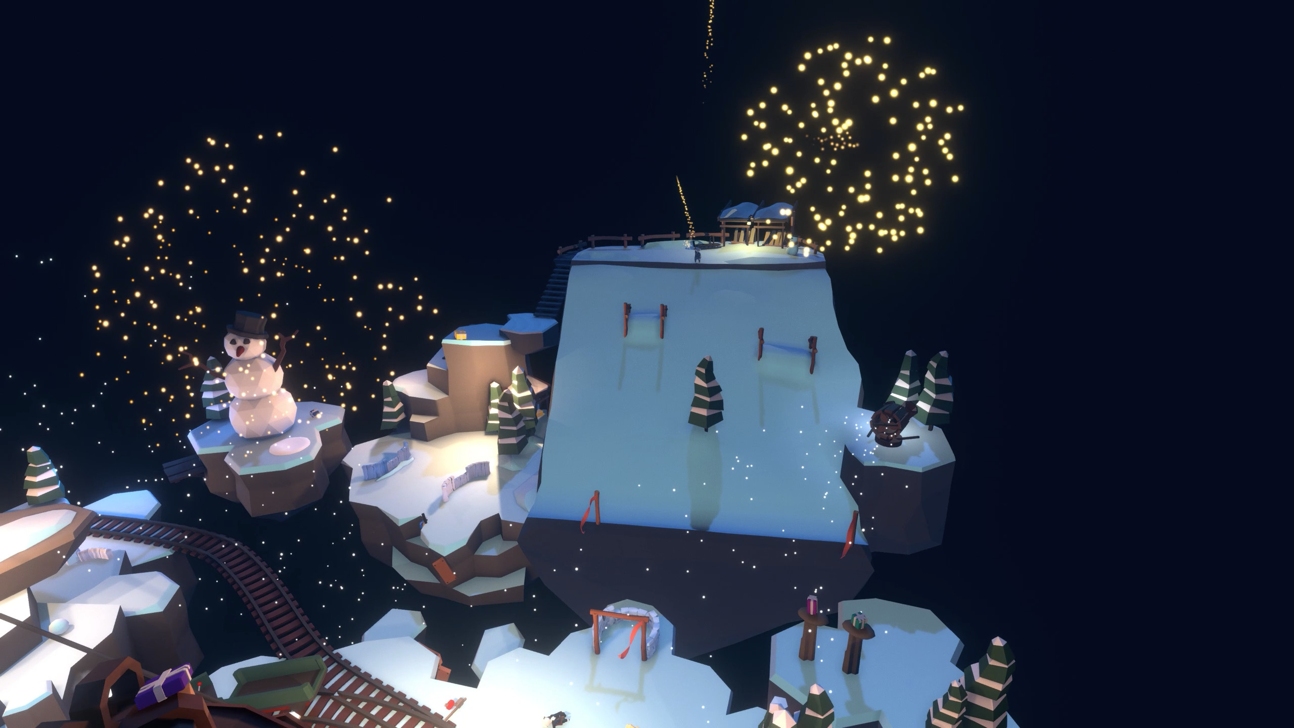 Human: Fall Flat screenshot: low-poly, stylized 3d, third-person, no outlines, soft gradient (environment)