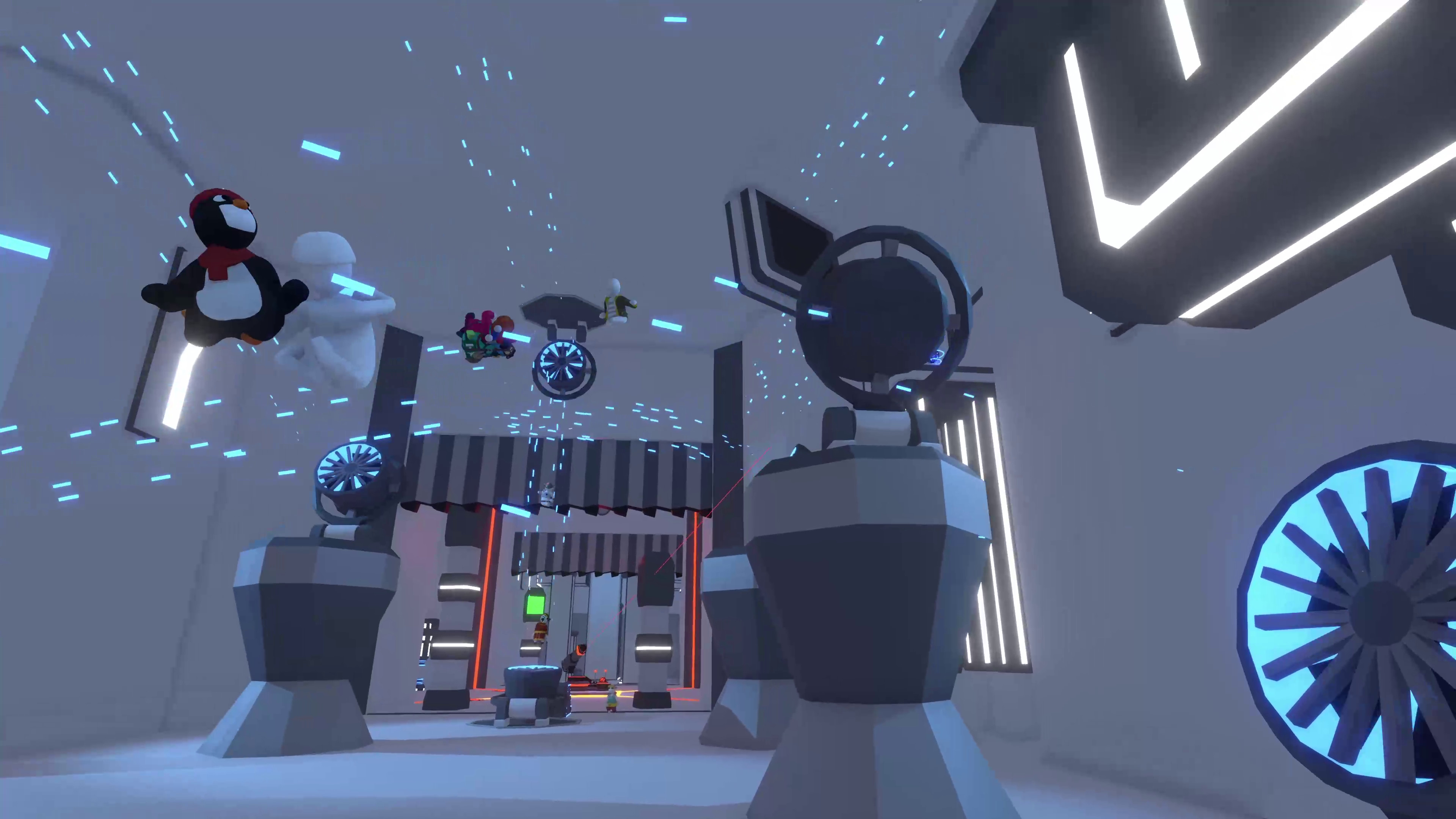 Human: Fall Flat screenshot: low-poly, stylized 3d, third-person, no outlines, soft gradient (environment, character)