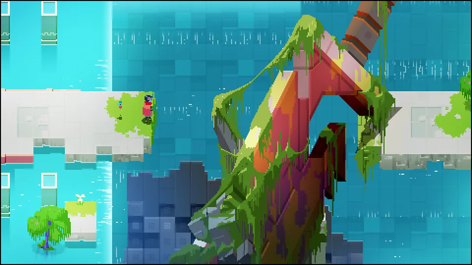 Hyper Light Drifter: Special Edition screenshot: pixel art, three-quarter, no outlines (environment)