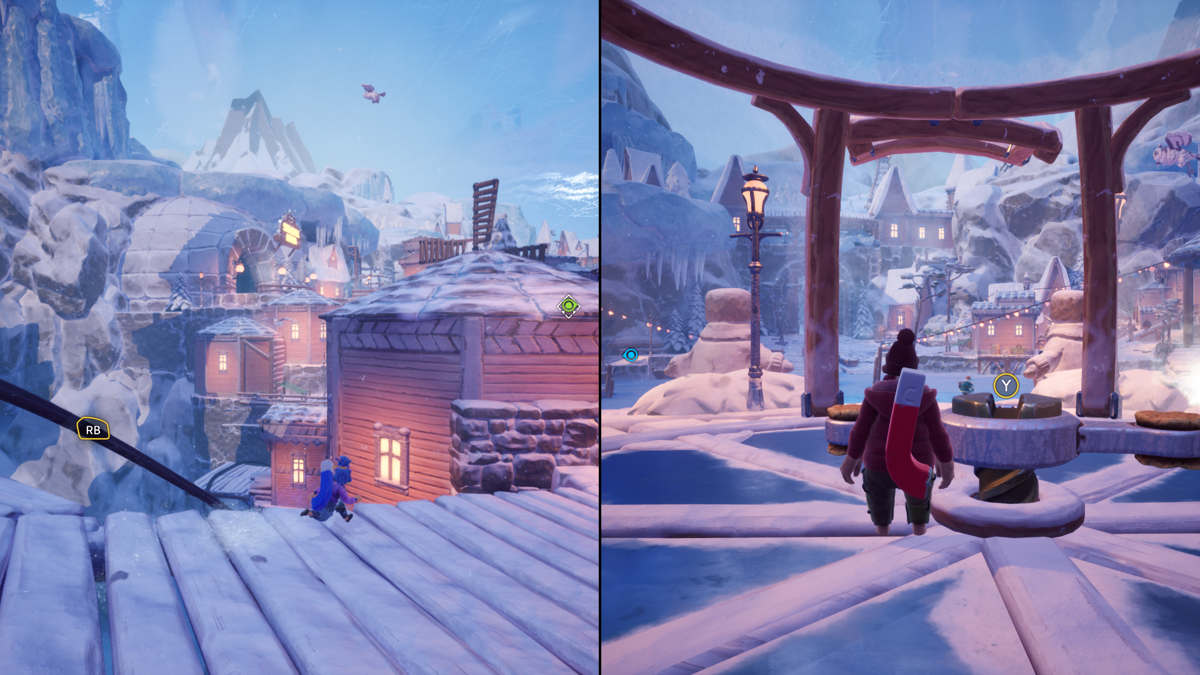 It Takes Two screenshot: stylized 3d, third-person, side-scrolling, top-down, three-quarter, no outlines, realistic lighting (environment)