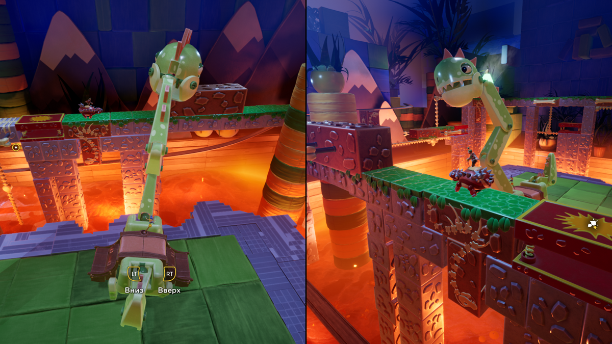 It Takes Two screenshot: stylized 3d, third-person, side-scrolling, top-down, three-quarter, no outlines, realistic lighting (environment)