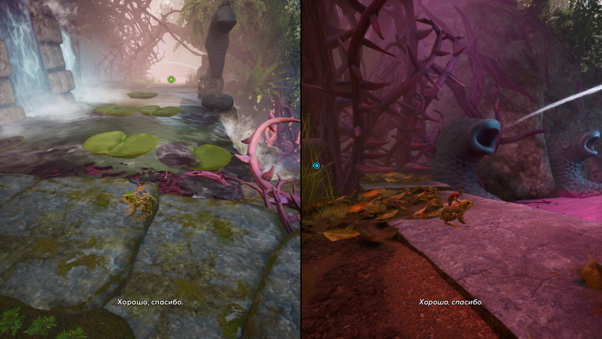It Takes Two screenshot: stylized 3d, third-person, side-scrolling, top-down, three-quarter, no outlines, realistic lighting (environment)