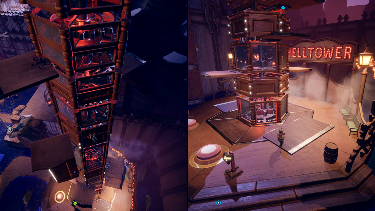 It Takes Two screenshot: stylized 3d, third-person, side-scrolling, top-down, three-quarter, no outlines, realistic lighting (environment)