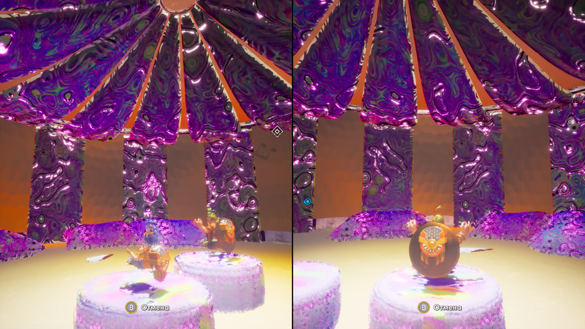 It Takes Two screenshot: stylized 3d, third-person, side-scrolling, top-down, three-quarter, no outlines, realistic lighting (environment)