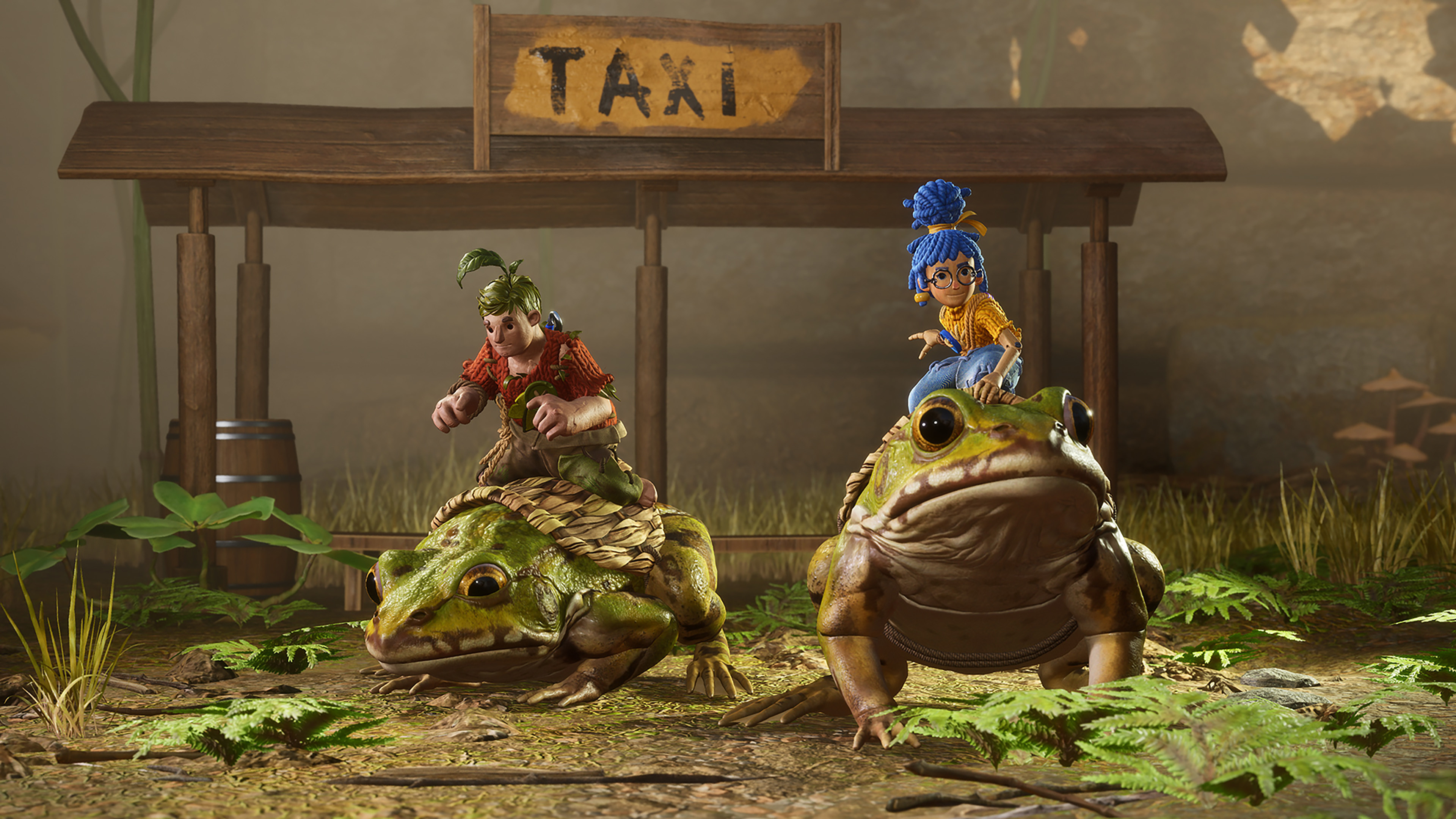 It Takes Two screenshot: stylized 3d, third-person, side-scrolling, top-down, three-quarter, no outlines, realistic lighting (environment, character, cutscene)