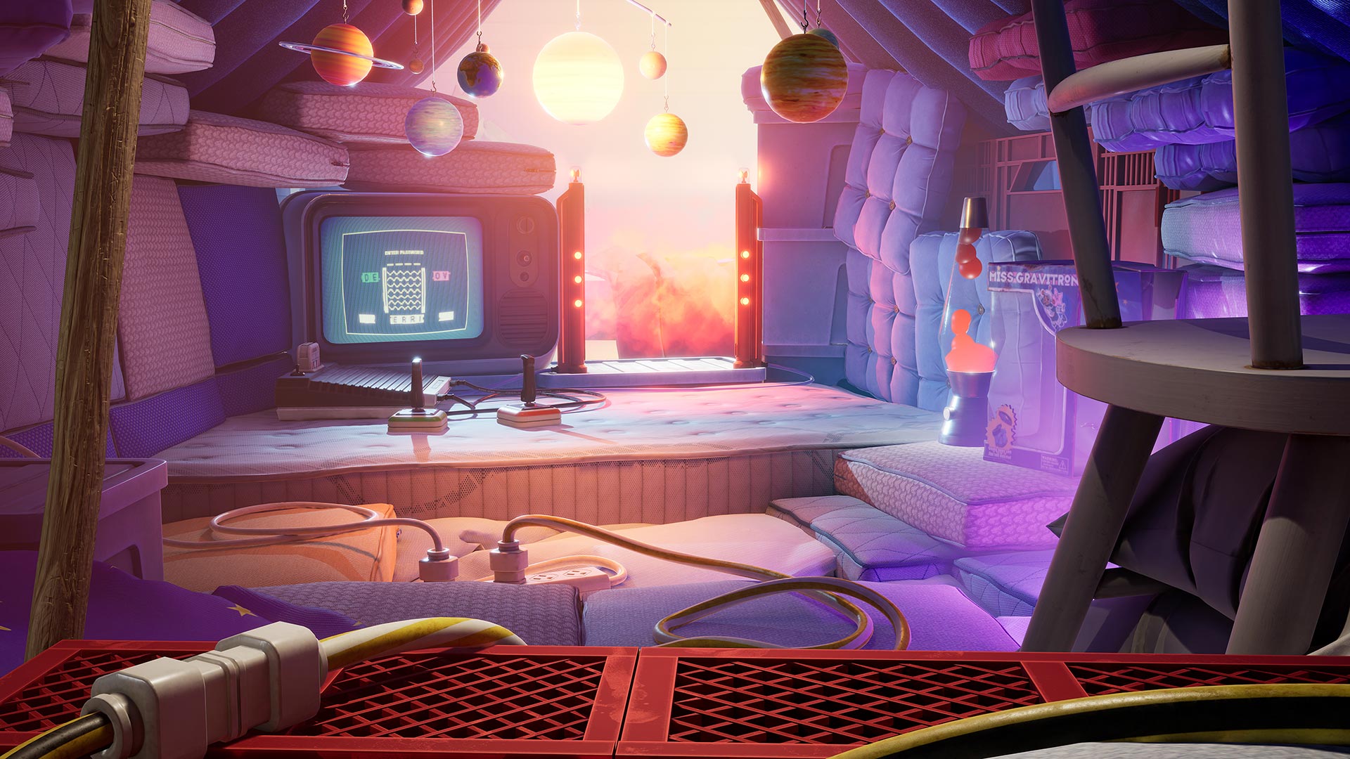 It Takes Two screenshot: stylized 3d, third-person, side-scrolling, top-down, three-quarter, no outlines, realistic lighting (environment)