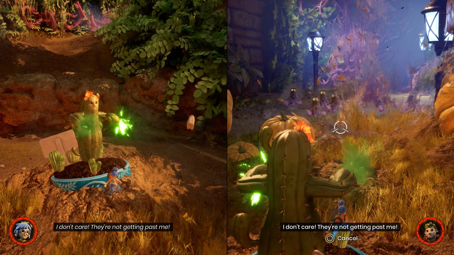It Takes Two screenshot: stylized 3d, third-person, side-scrolling, top-down, three-quarter, no outlines, realistic lighting (environment, character, combat)
