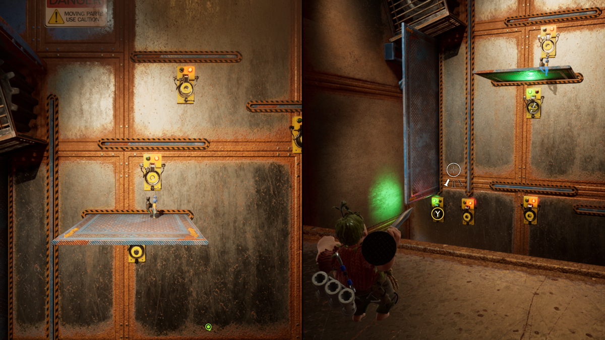It Takes Two screenshot: stylized 3d, third-person, side-scrolling, top-down, three-quarter, no outlines, realistic lighting (environment)