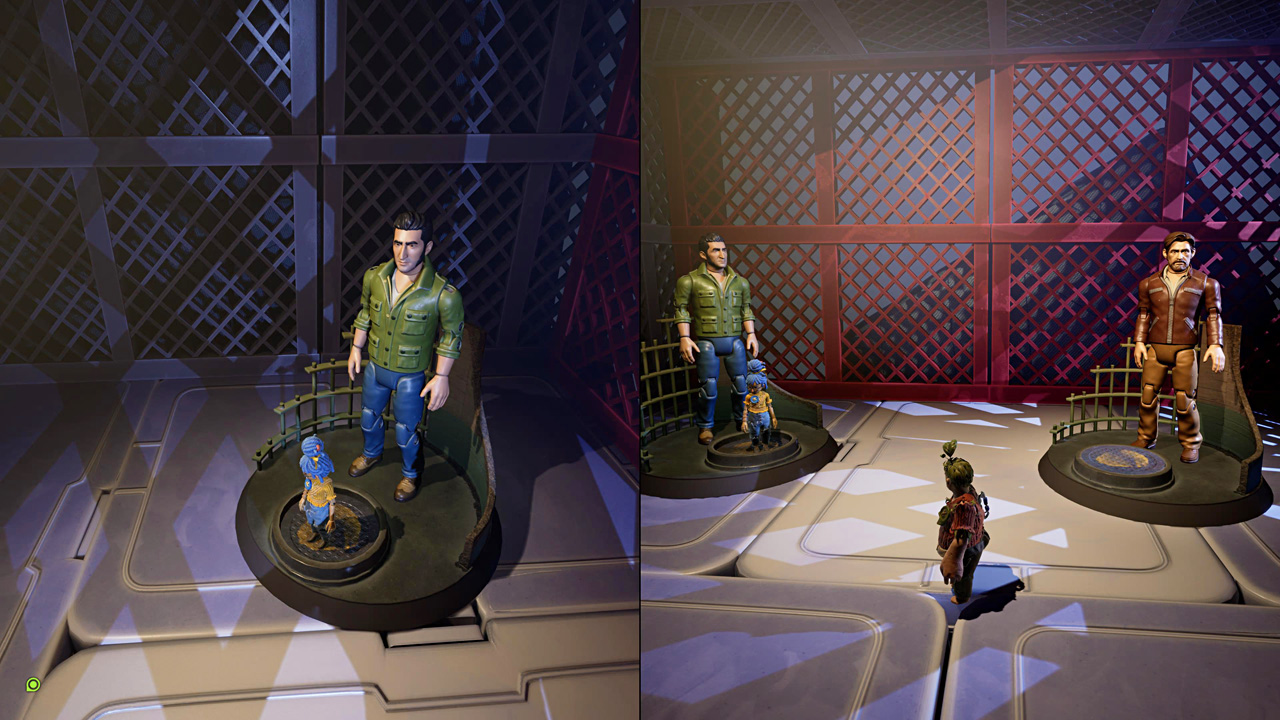 It Takes Two screenshot: stylized 3d, third-person, side-scrolling, top-down, three-quarter, no outlines, realistic lighting (environment, character)