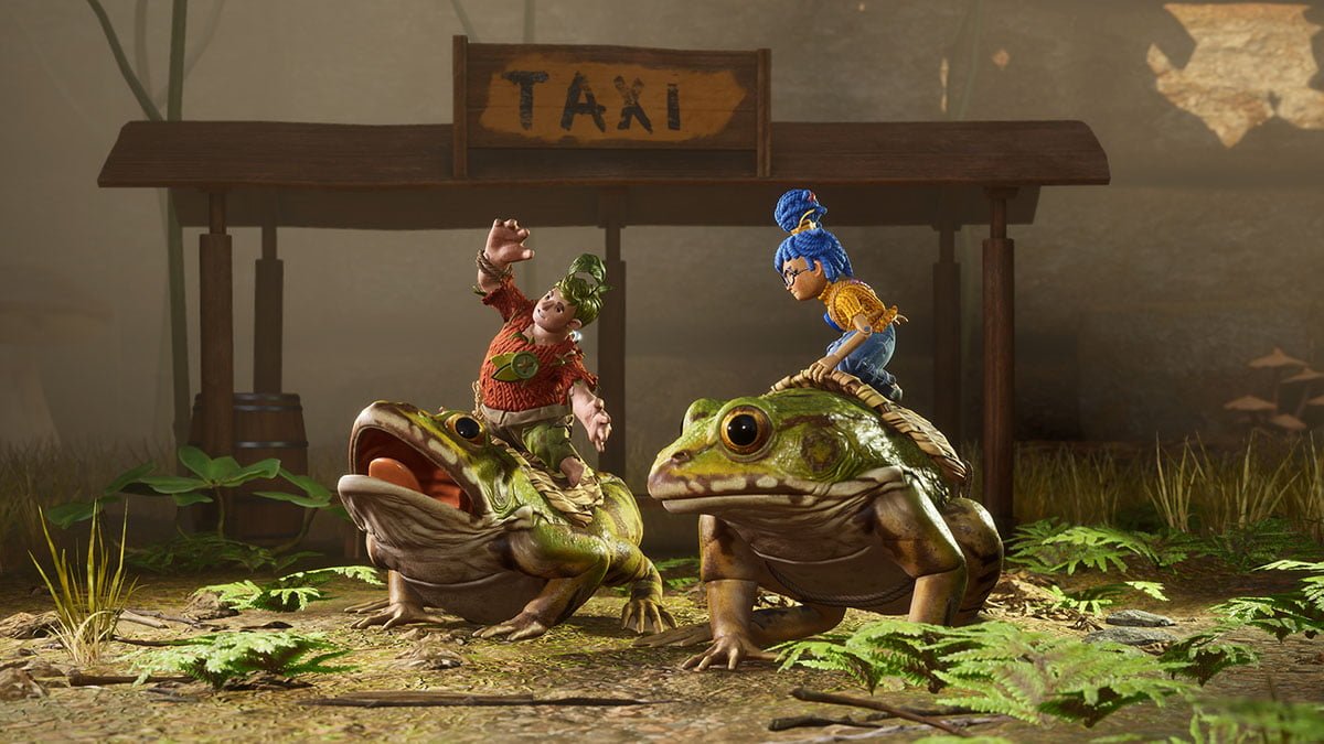 It Takes Two screenshot: stylized 3d, third-person, side-scrolling, top-down, three-quarter, no outlines, realistic lighting (environment, character, cutscene)