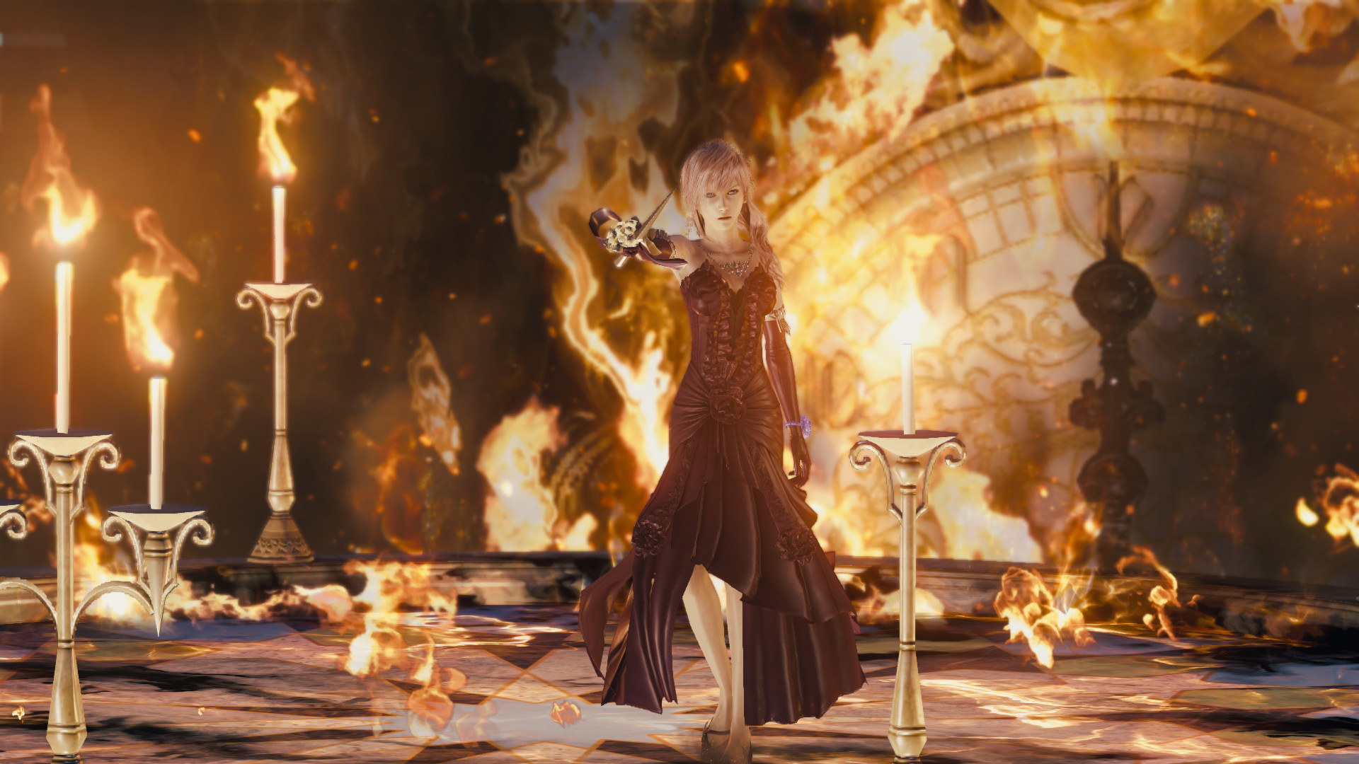 Lightning Returns: Final Fantasy XIII screenshot: realistic, third-person, no outlines, soft gradient (character, cutscene, environment)