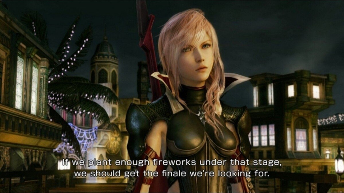 Lightning Returns: Final Fantasy XIII screenshot: realistic, third-person, no outlines, soft gradient (environment, character, cutscene)