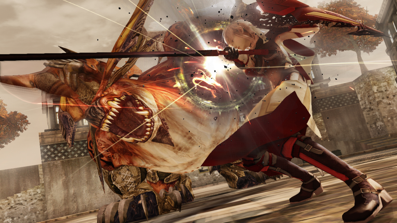Lightning Returns: Final Fantasy XIII screenshot: realistic, third-person, no outlines, soft gradient (environment, character, combat)