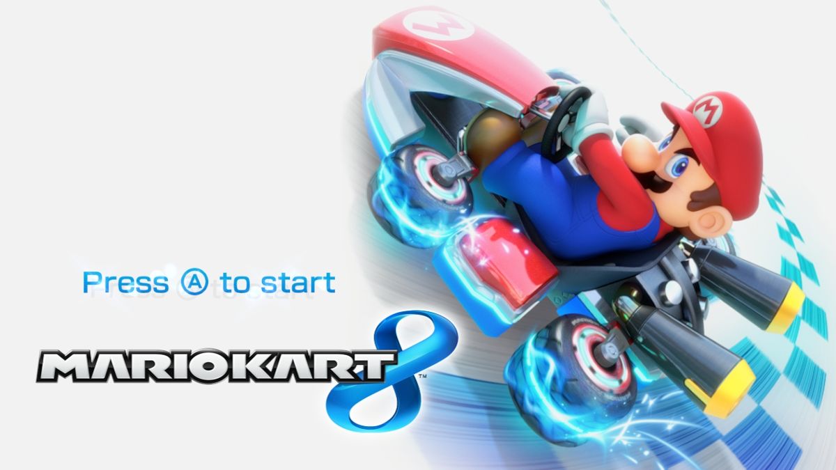 Mario Kart 8 screenshot: stylized 3d, third-person, no outlines, soft gradient (ui / menu)