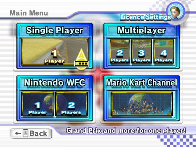 Mario Kart Wii screenshot: stylized 3d, third-person, no outlines, soft gradient (ui / menu)