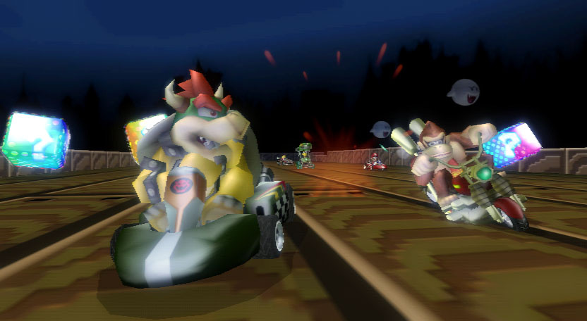 Mario Kart Wii screenshot: stylized 3d, third-person, no outlines, soft gradient (environment, character)