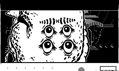Mars After Midnight screenshot: pixel art, hand-drawn, first-person, fixed camera, inked lines, hatching (character)