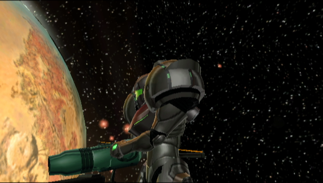 Metroid Prime screenshot: realistic, first-person, third-person, no outlines, soft gradient (environment, character, cutscene)