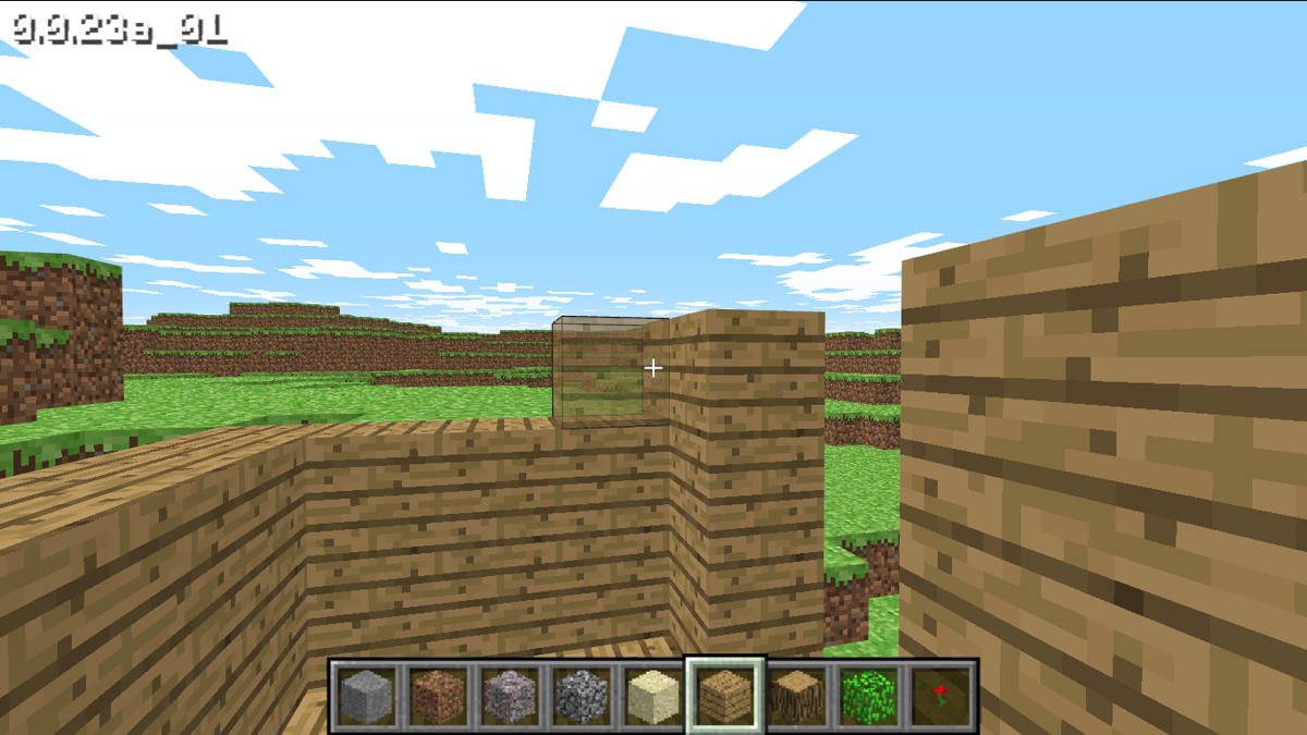 Minecraft Classic screenshot: voxel, first-person, no outlines (environment)