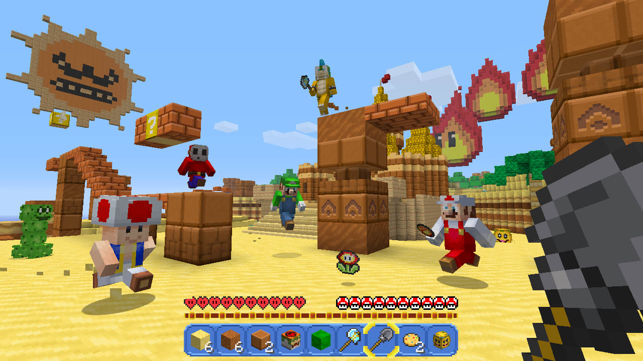 Minecraft: Nintendo Switch Edition screenshot: voxel, first-person, no outlines (environment, character)