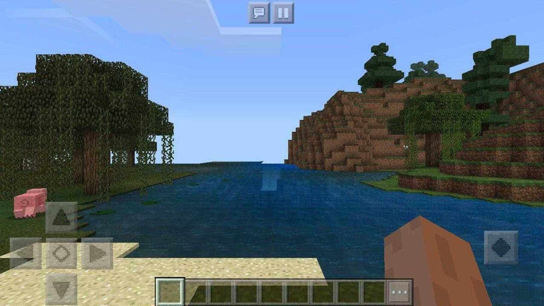 Minecraft: Pocket Edition screenshot: voxel, first-person, no outlines (environment)