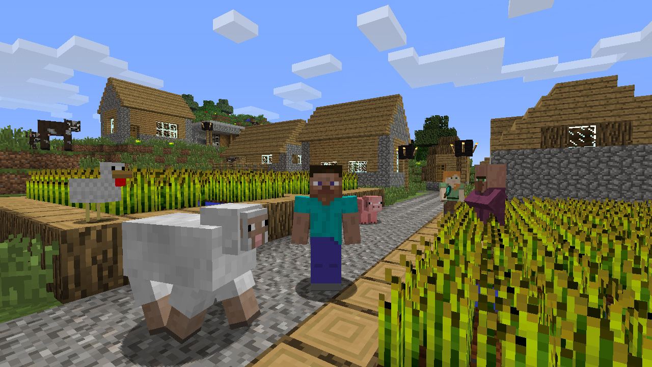 Minecraft: Wii U Edition screenshot: voxel, third-person, first-person, no outlines (environment, character)