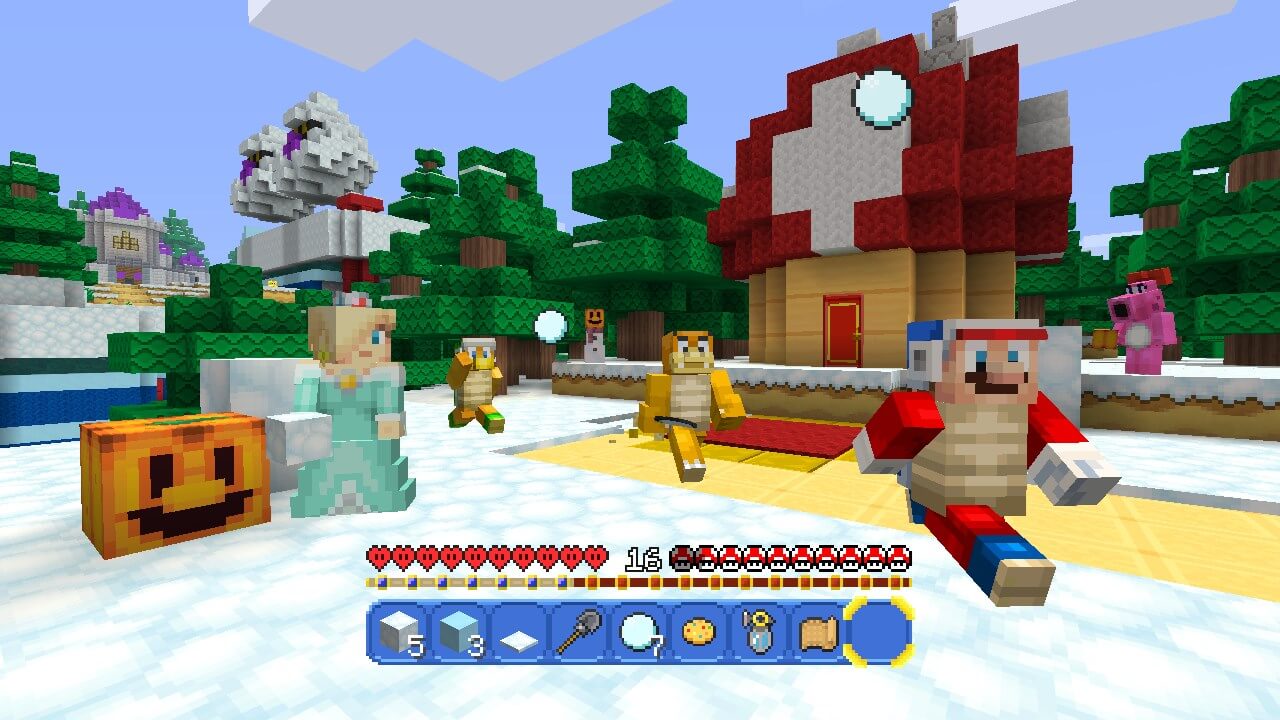 Minecraft: Wii U Edition screenshot: voxel, first-person, no outlines (environment, character)