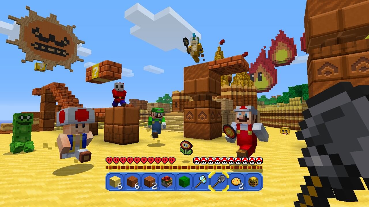Minecraft: Wii U Edition screenshot: voxel, first-person, no outlines (environment, character)