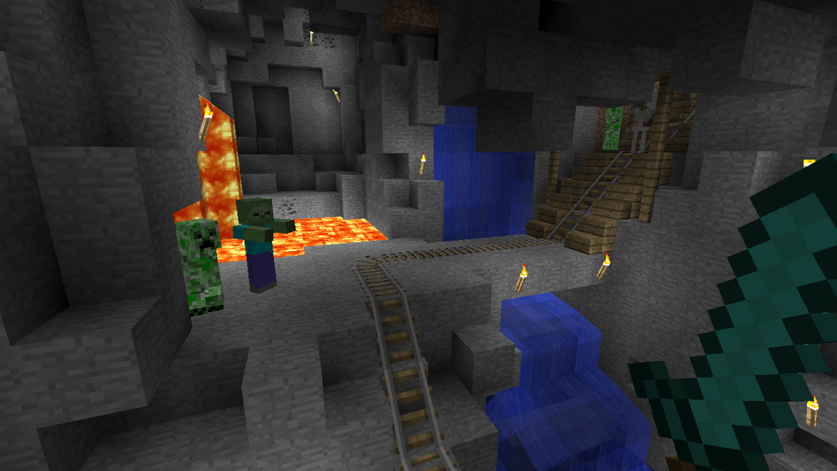Minecraft: Xbox 360 Edition screenshot: voxel, first-person, no outlines (environment, character)