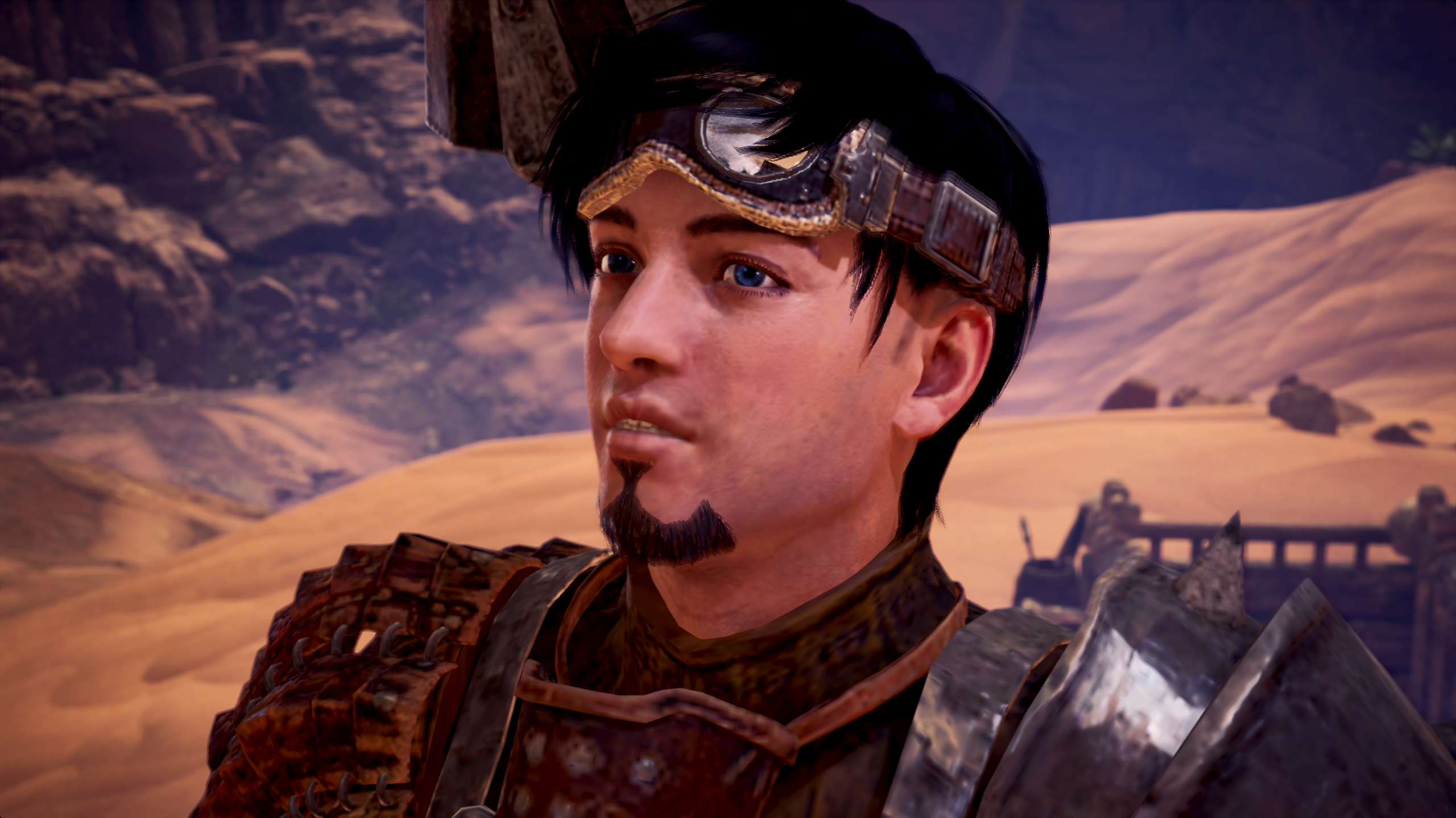 Monster Hunter: World screenshot: realistic, third-person, no outlines, realistic lighting (environment, character, cutscene)