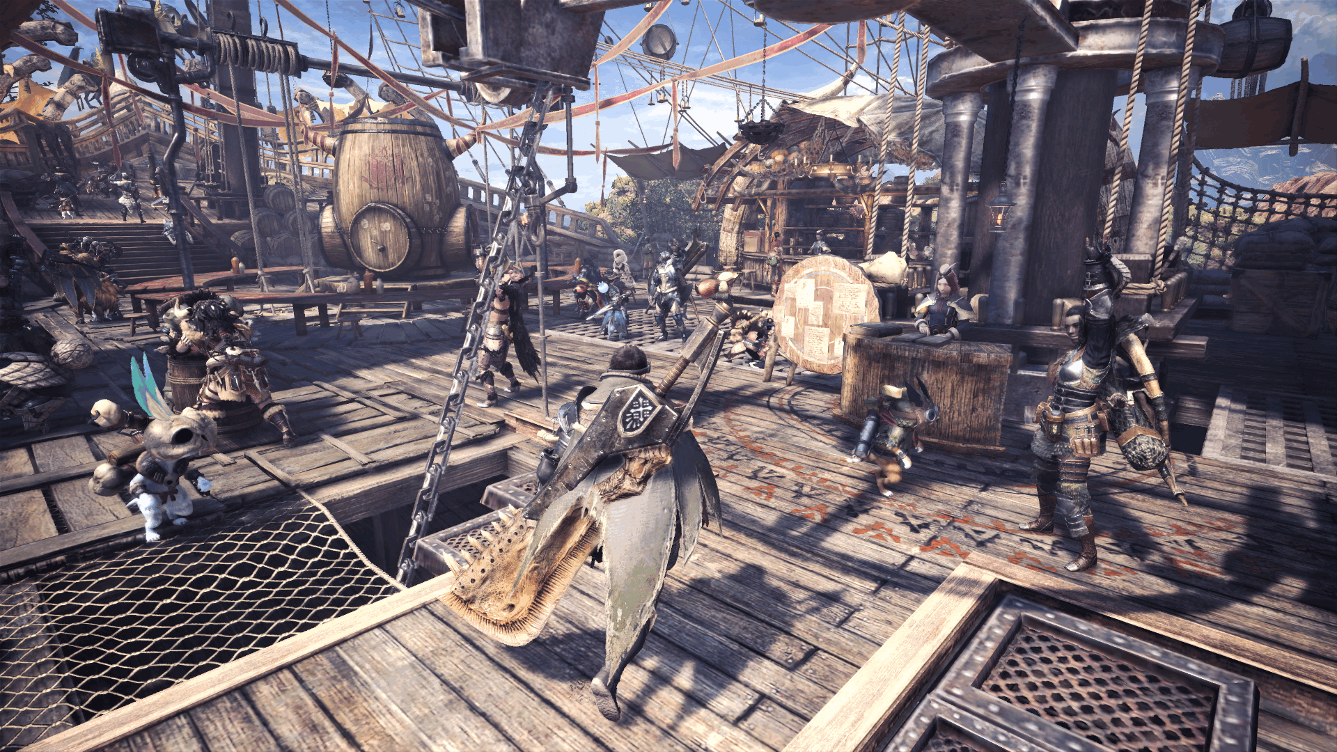 Monster Hunter: World screenshot: realistic, third-person, no outlines, realistic lighting (environment, character)