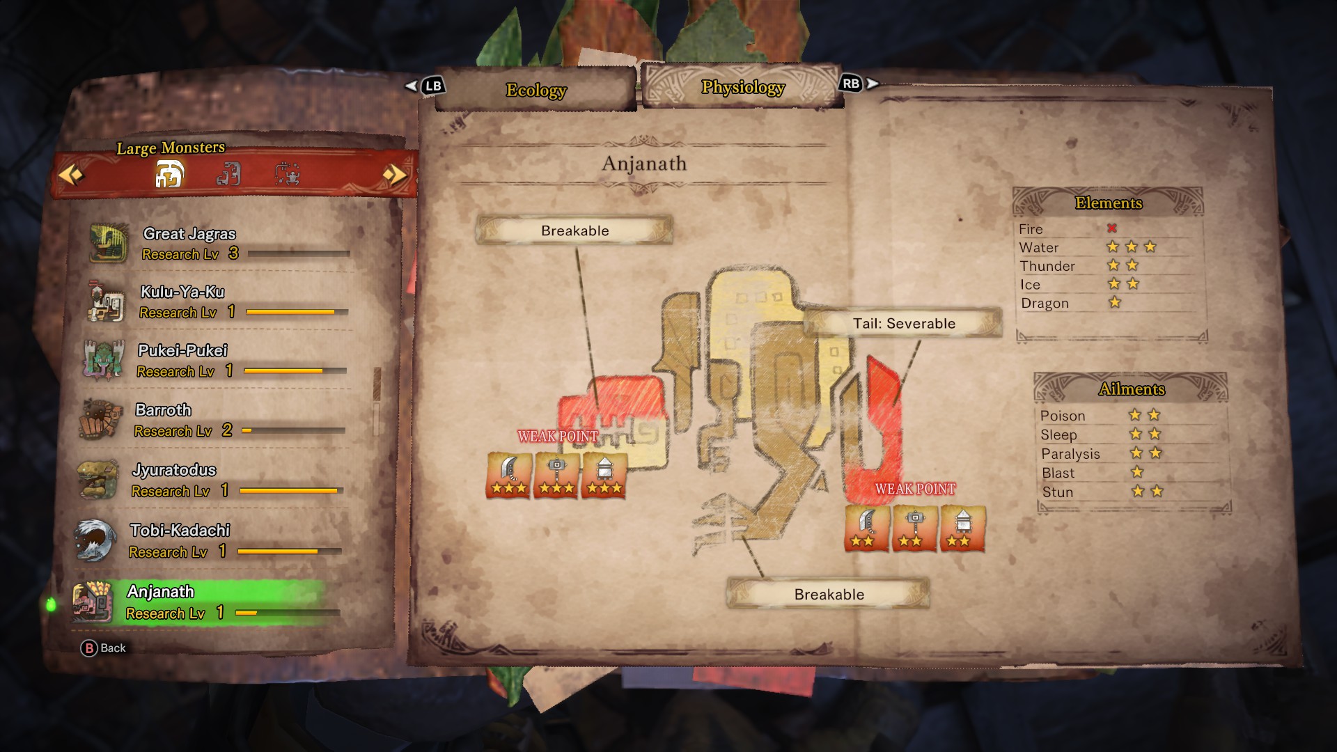 Monster Hunter: World screenshot: realistic, third-person, no outlines, realistic lighting (ui / menu)