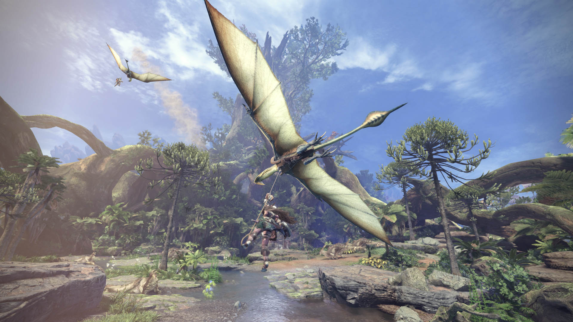Monster Hunter: World screenshot: realistic, third-person, no outlines, realistic lighting (environment, character)