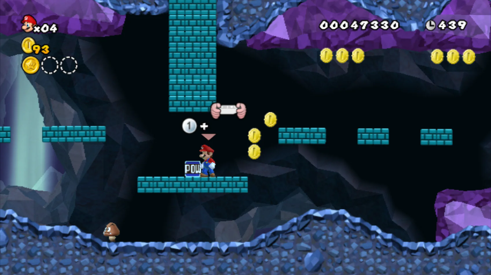 New Super Mario Bros. Wii screenshot: stylized 3d, side-scrolling, three-quarter, no outlines, soft gradient (environment)