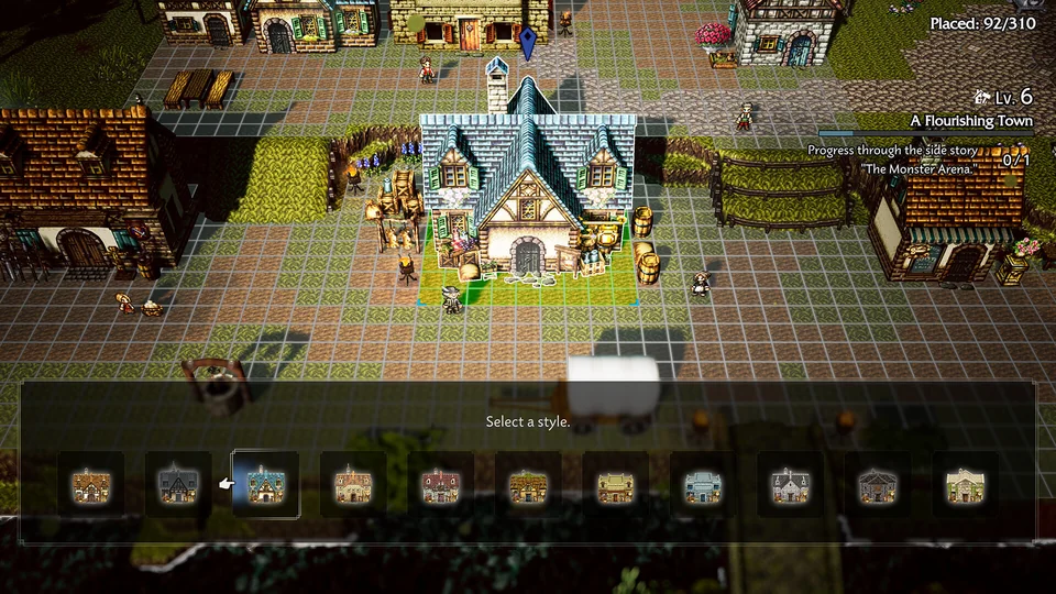 OCTOPATH TRAVELER 0 screenshot: pixel art, stylized 3d, three-quarter, soft gradient (environment, ui / menu)