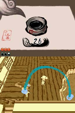 Ōkamiden screenshot: cel-shaded, third-person, black outlines, flat / unlit (environment, ui / menu)