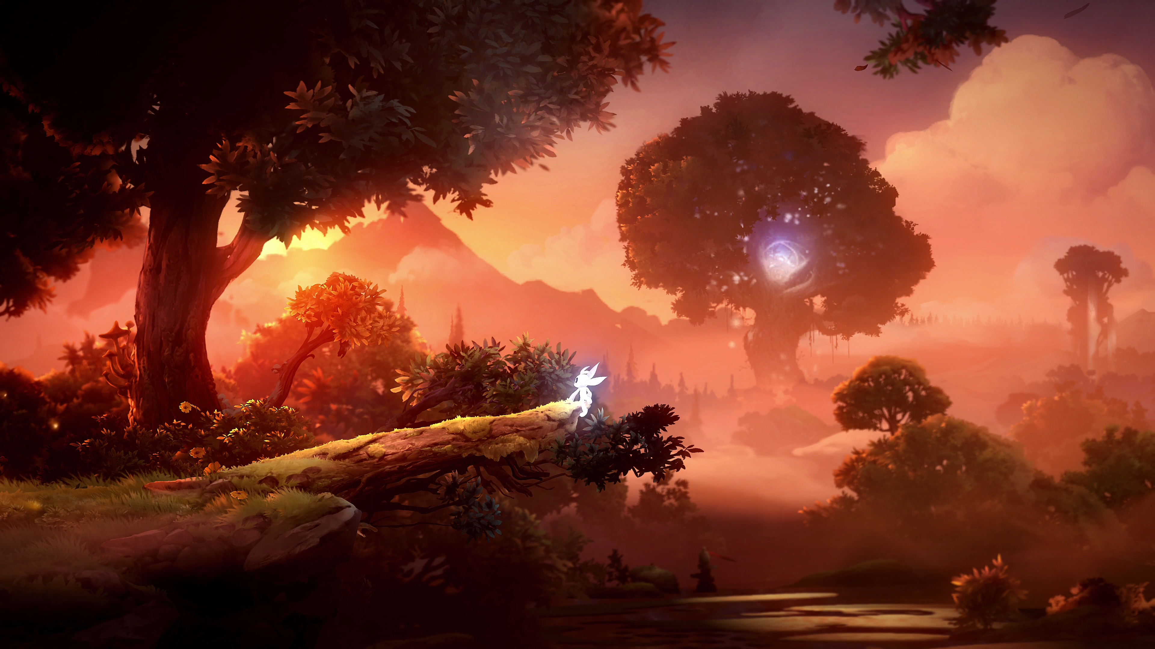 Ori and the Will of the Wisps screenshot: painterly, stylized 3d, side-scrolling, no outlines, soft gradient (environment)
