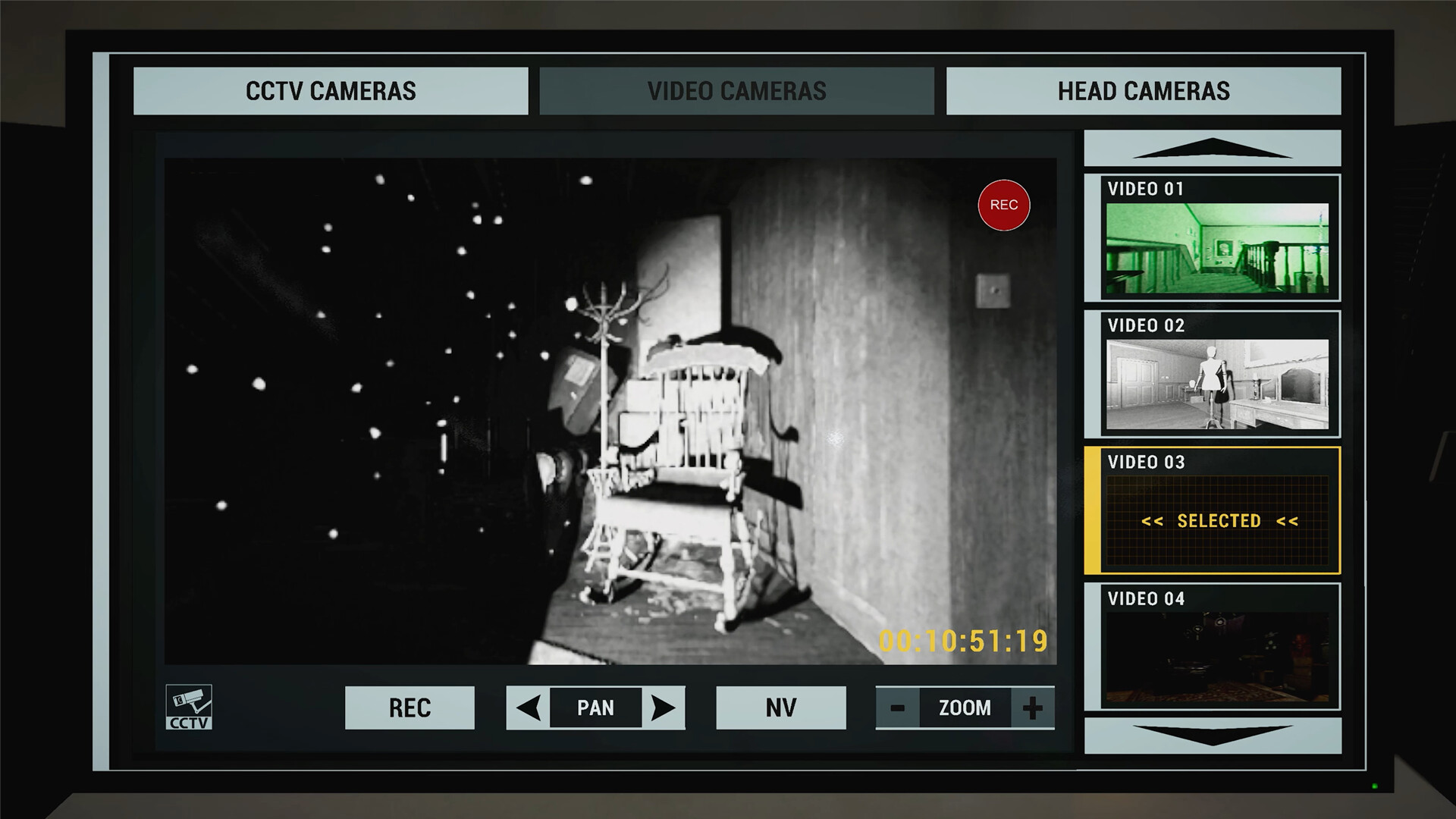 Phasmophobia screenshot: realistic, first-person, no outlines, realistic lighting (ui / menu, environment)
