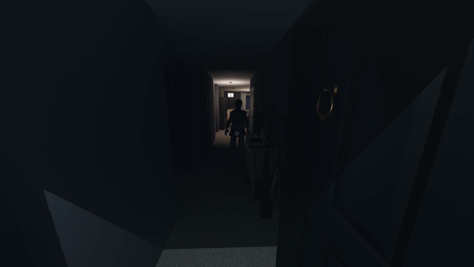 Phasmophobia screenshot: realistic, first-person, no outlines, realistic lighting (environment, character)