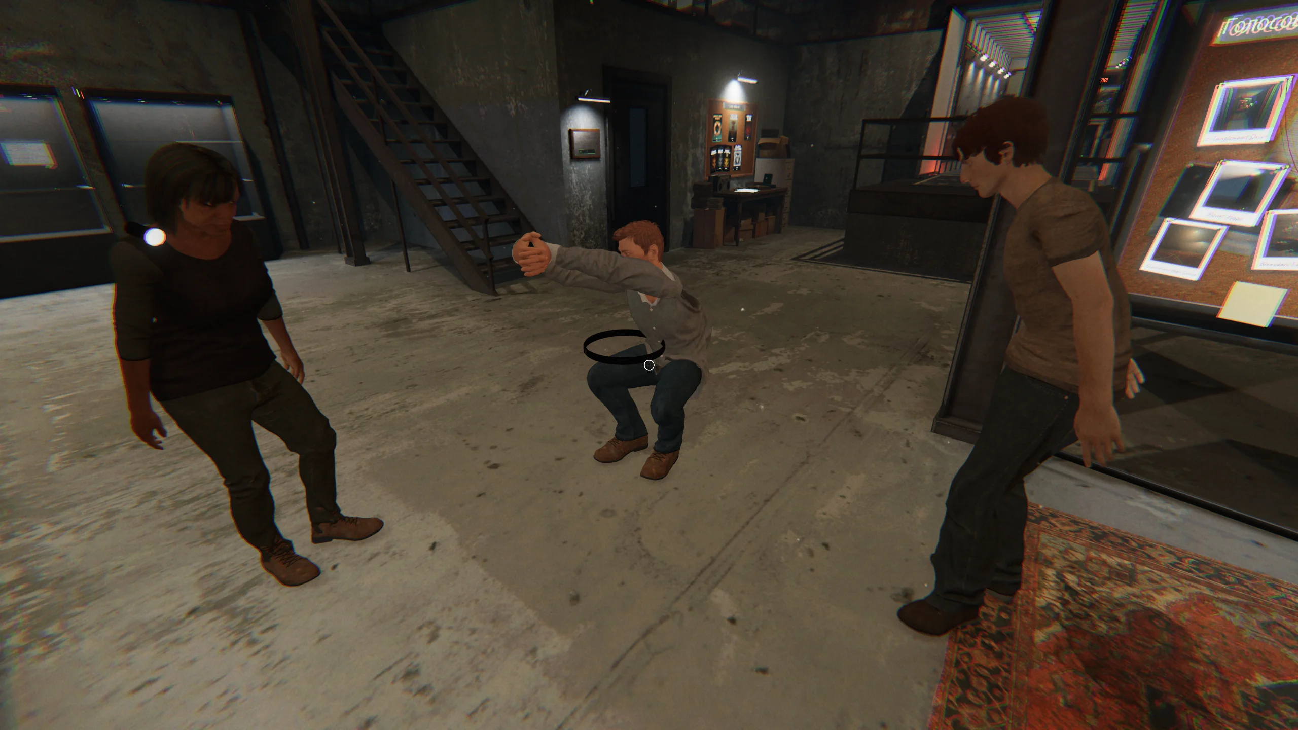 Phasmophobia screenshot: realistic, first-person, no outlines, realistic lighting (environment, character)