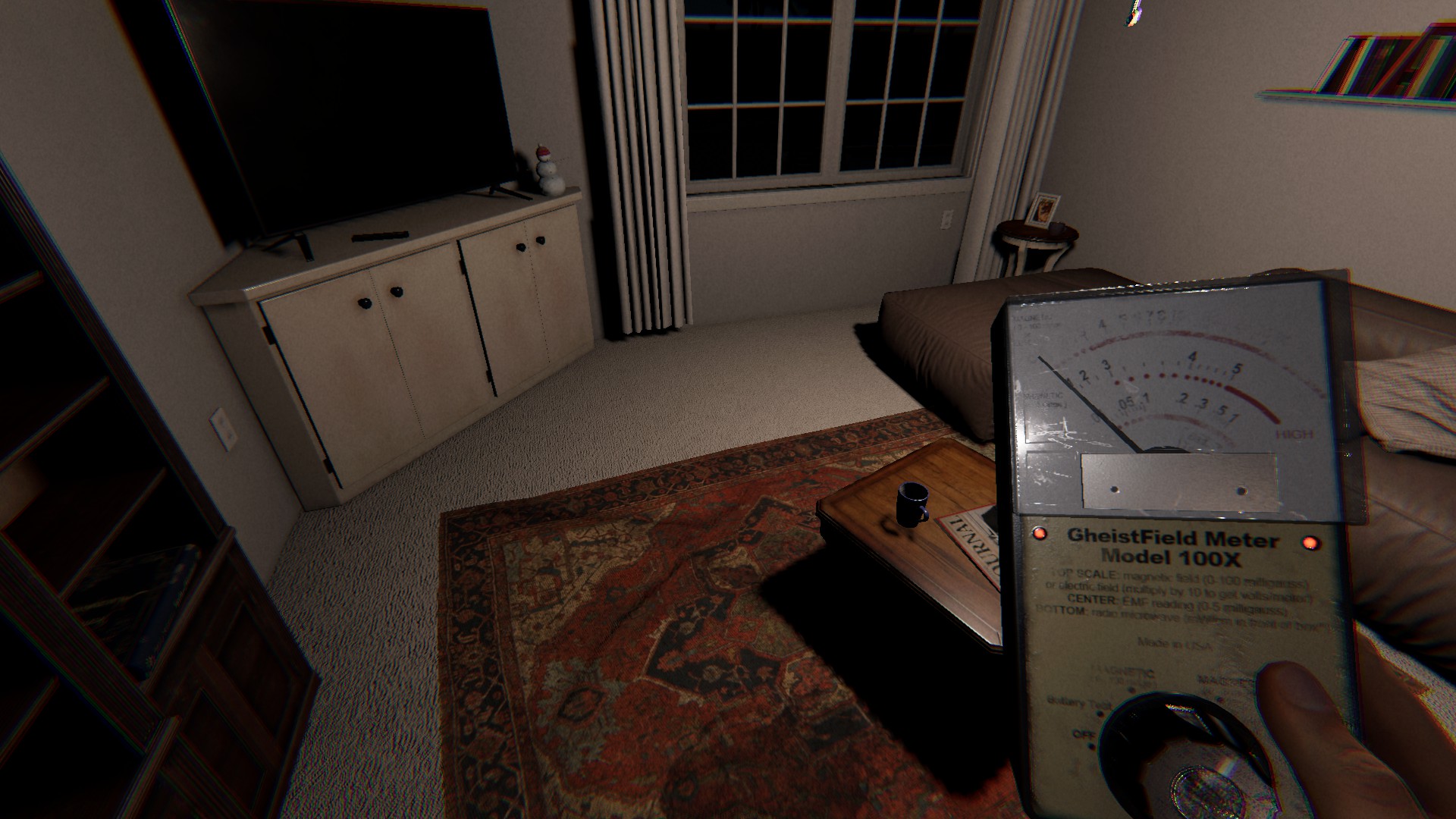 Phasmophobia screenshot: realistic, first-person, no outlines, realistic lighting (environment)