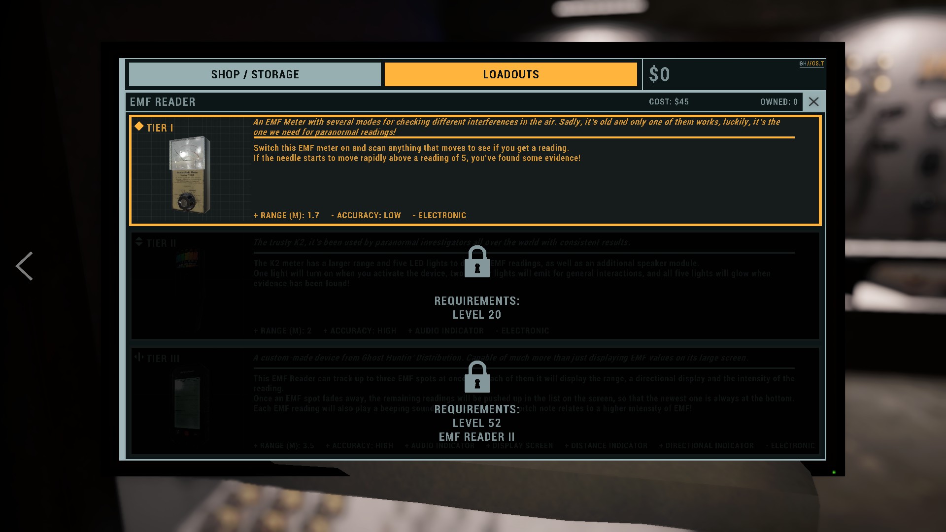 Phasmophobia screenshot: realistic, first-person, no outlines, realistic lighting (ui / menu)