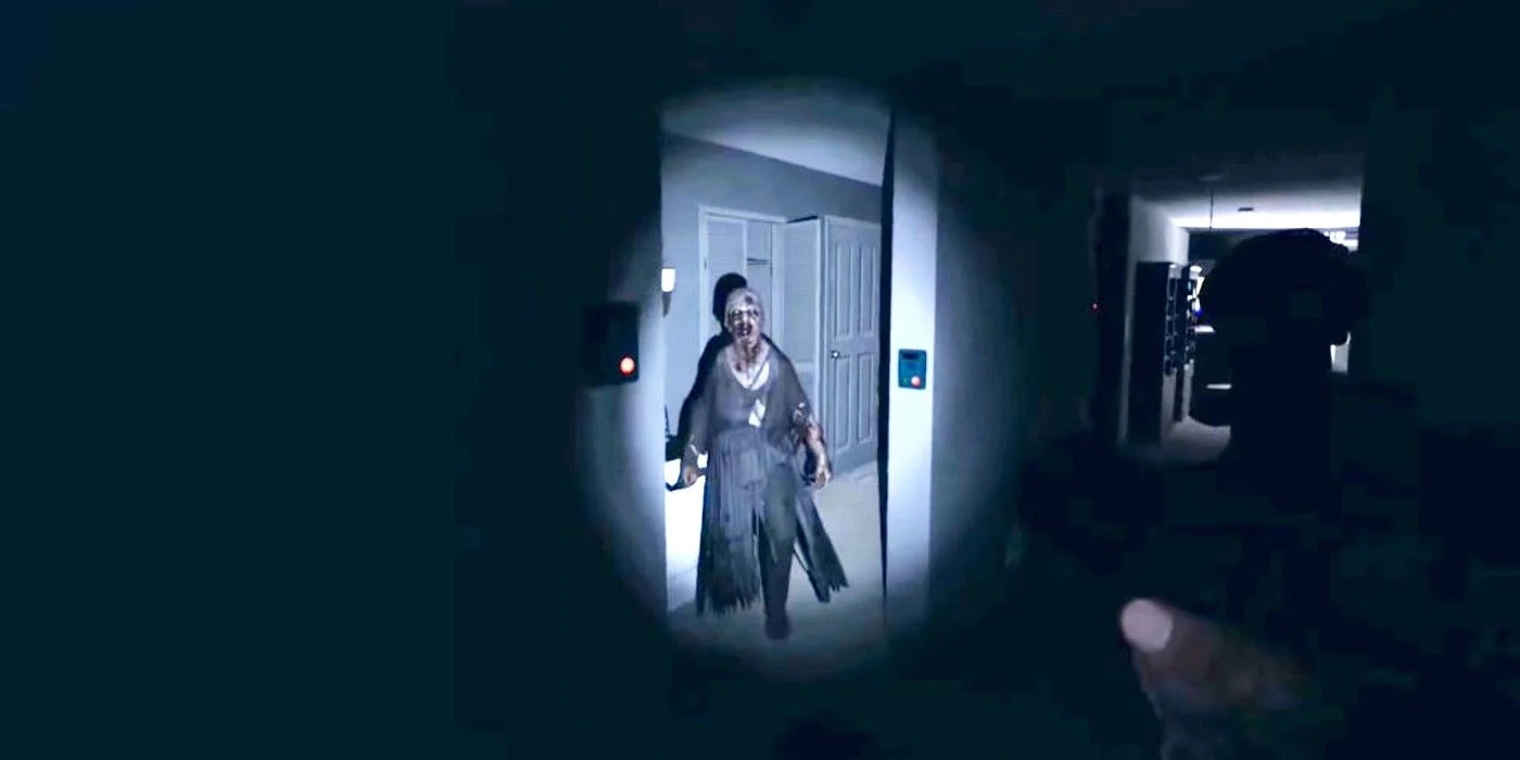 Phasmophobia screenshot: realistic, first-person, no outlines, realistic lighting (environment, character)