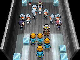 Pokémon Black Version screenshot: pixel art, low-poly, three-quarter, black outlines, baked lighting (environment, character)
