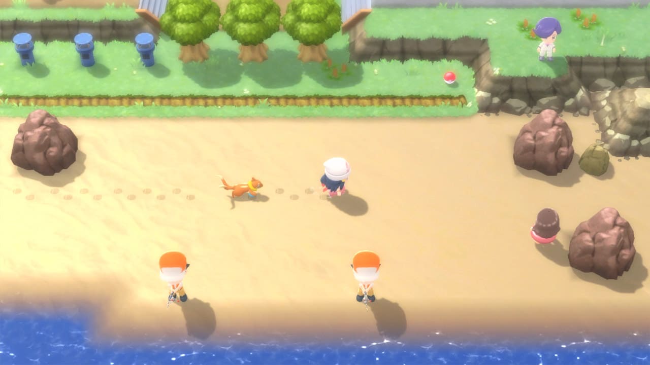 Pokémon Brilliant Diamond screenshot: stylized 3d, diorama, three-quarter, no outlines, soft gradient (environment, character)