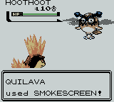 Pokémon Crystal Version screenshot: pixel art, three-quarter, black outlines, flat / unlit (combat, character)